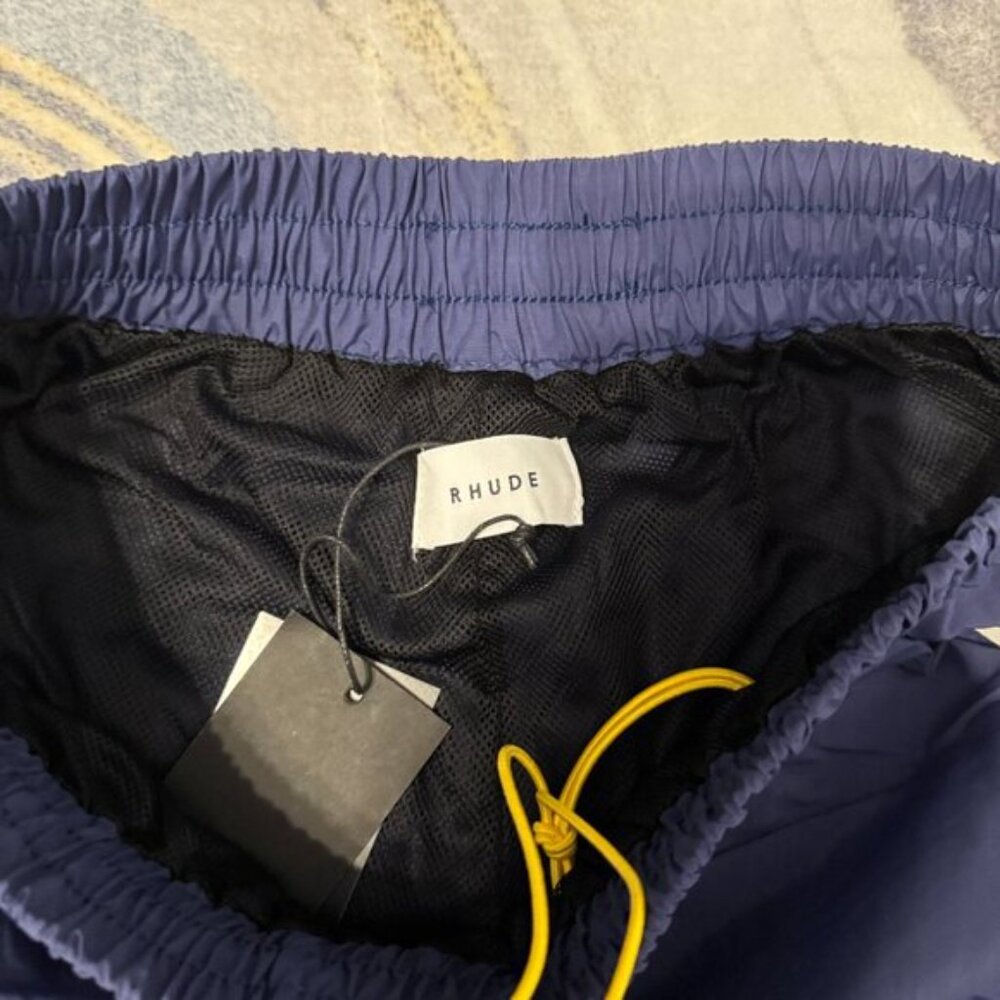 Rhude Dark Blue Athletic Shorts Logo Men’s size Small Medium or Large - Picture 2 of 4